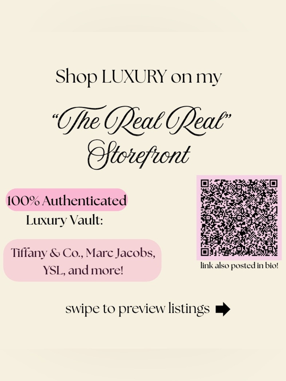 Authenticated YSL, Tiffany & Co., Marc Jacob, etc. on “THE REAL REAL” STOREFRONT